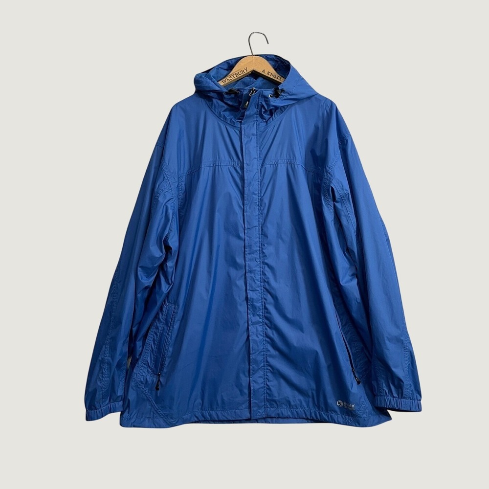 Gander Mountain Guide Series Blue Hooded Rain Jacket Windbreaker Mens 3XLT